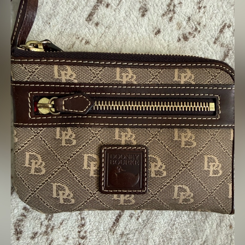 Dooney & Bourke Tan and Brown wristlet Wallet